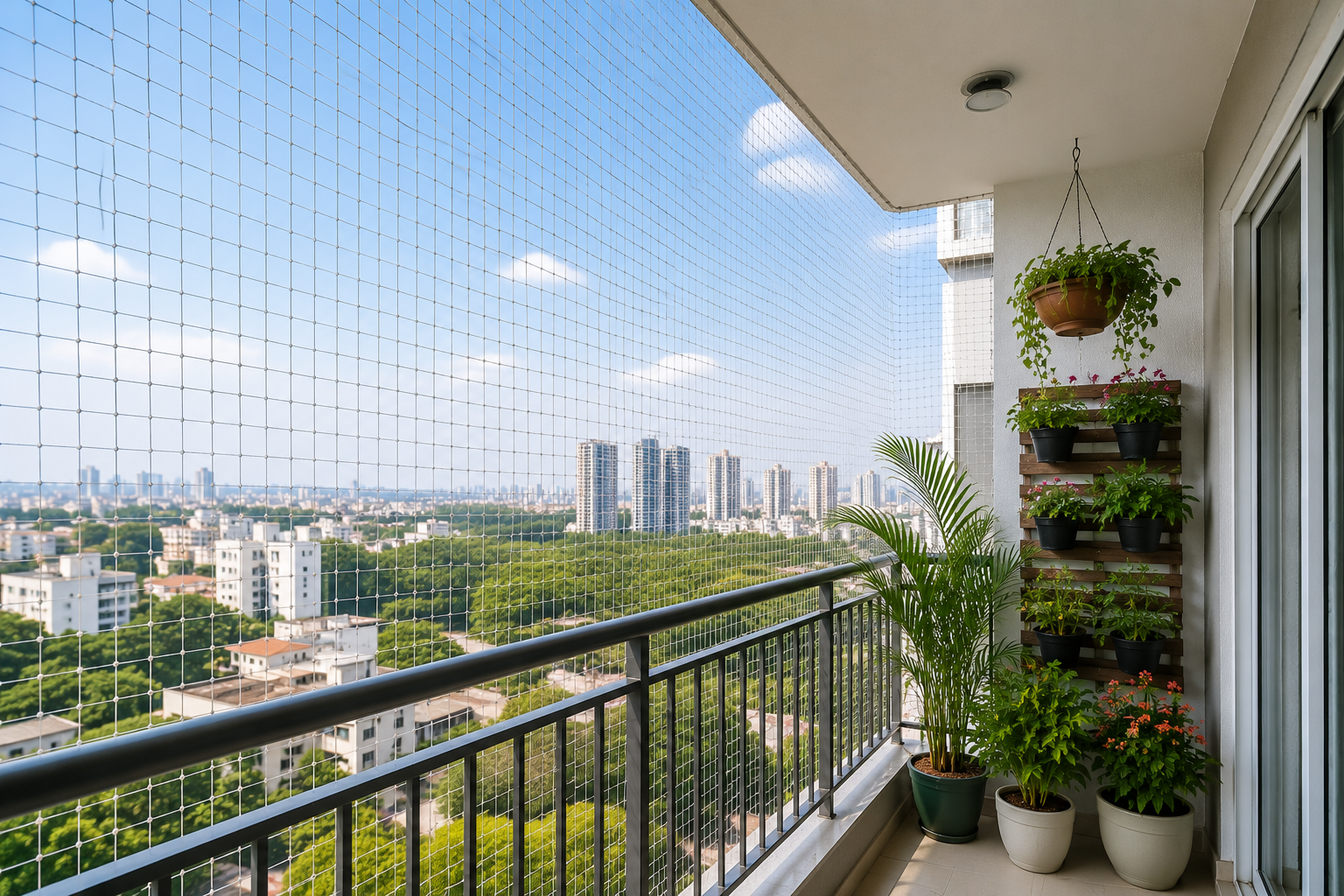 Premium balcony safety net installation for apartment and residential protection